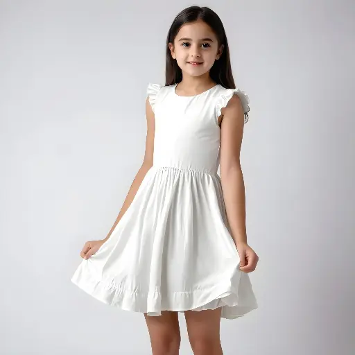 A-Line Solid White Dress